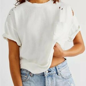 Free People Rubi Cream White Tee - size small